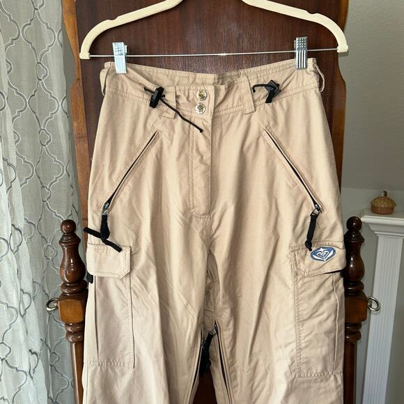 Roxy Snow Pants Women Small Boardwear Quicksilver Snow Ski Light Tan Zip Pockets - Picture 2 of 9